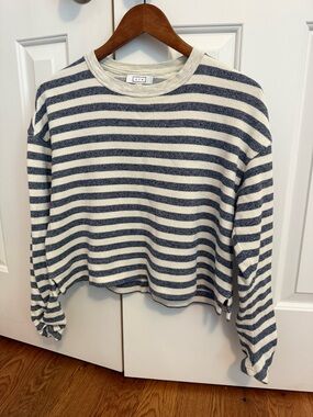 AYR Gray and Cream Striped Long Sleeve Shirt Sweater Size XS